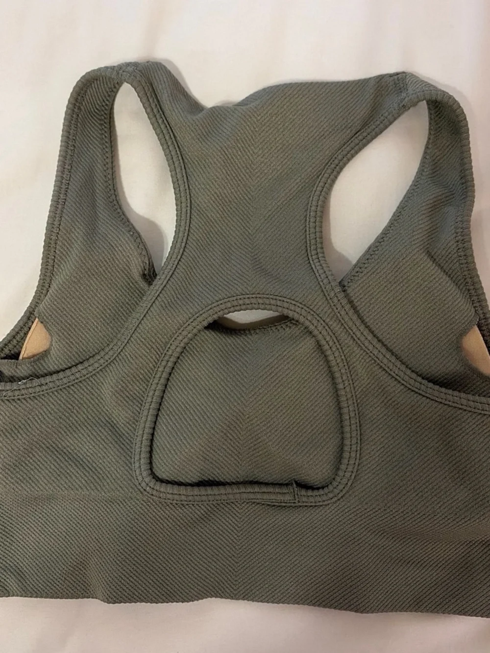 Forever 21 Olive Ribbed Racerback Sports Bralette